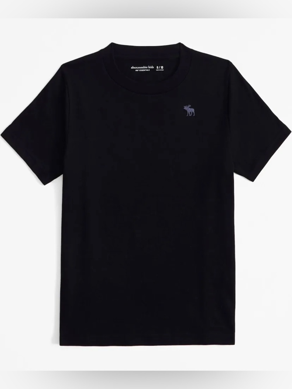 Abercrombie Kids Boys Black Moose Logo T-Shirt Size 13/14 Essentials Classic Fit